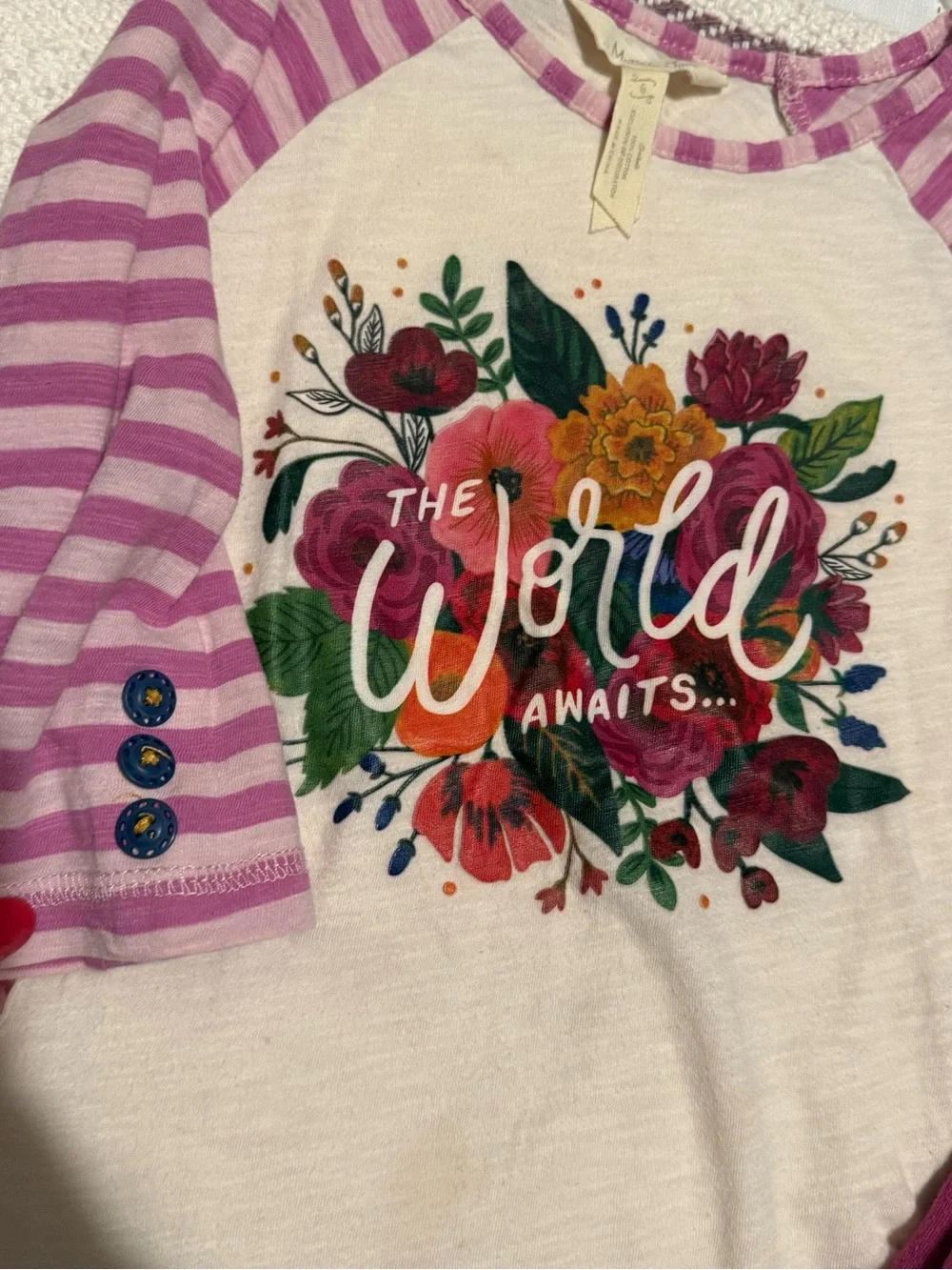 Matilda Jane Quarter Length Graphic Top w/Mis Tee V-Us Berry Ruffle Pants